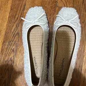 Kelsi Dagger Cream Bouclé Ballet Flats with Bow